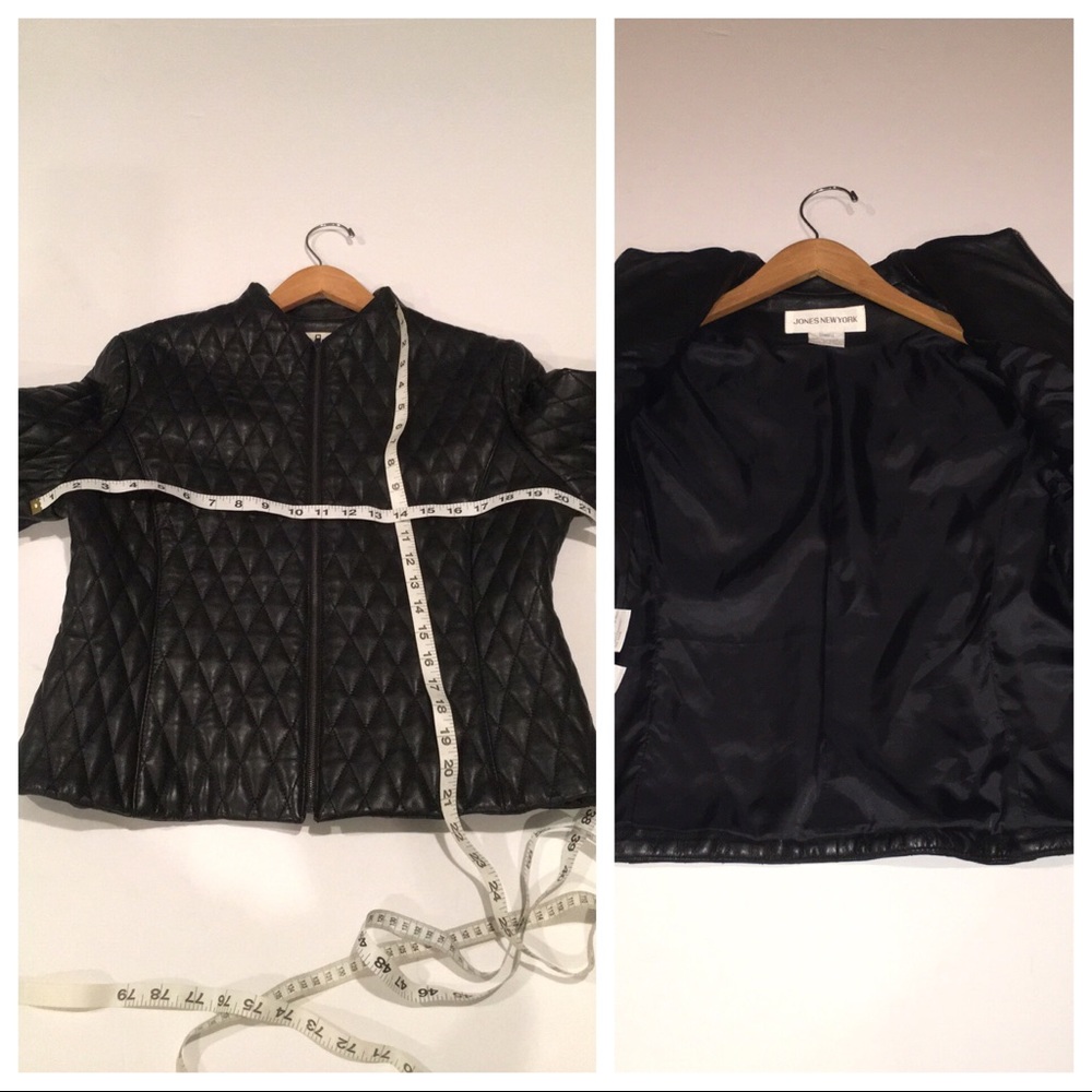 JONES NY creamy quilted black leather jack… - Picture 7 of 8